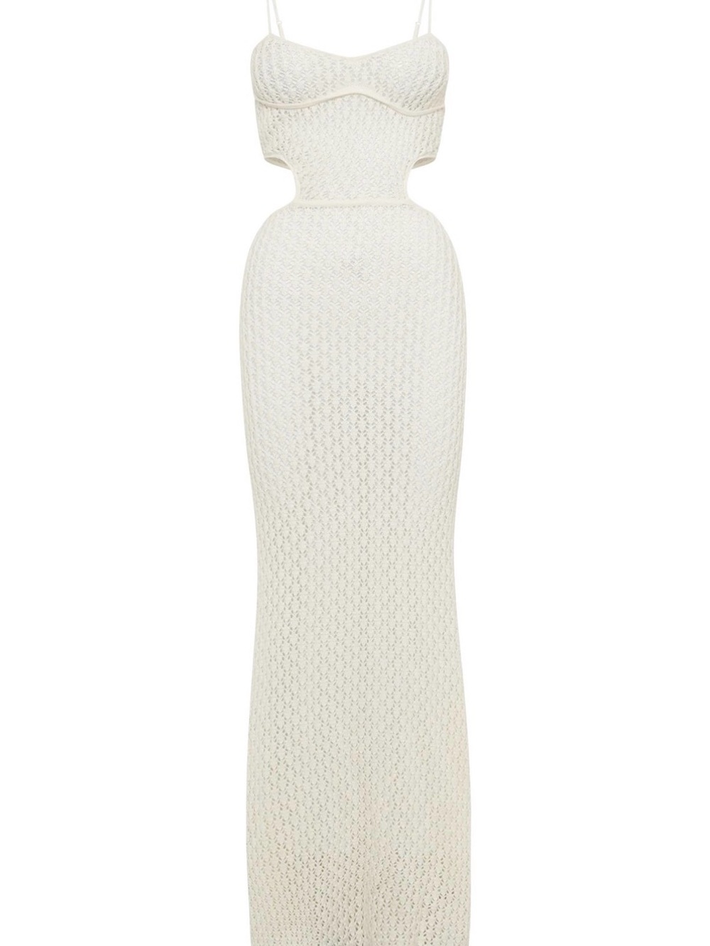 Meshki Cream Crochet Cutout Maxi Dress with Spaghetti Straps